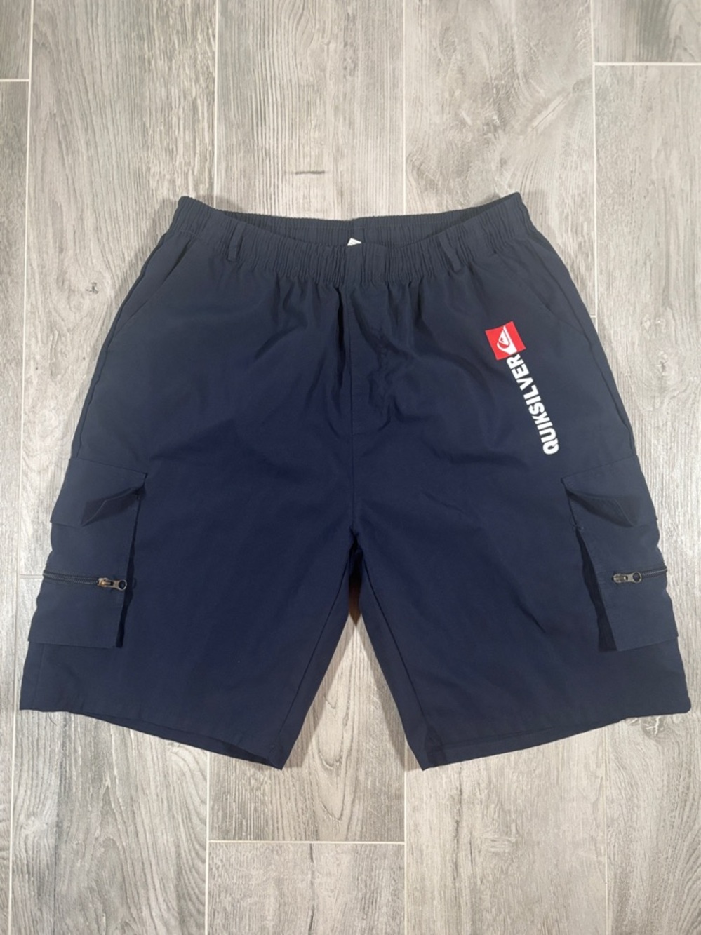 Quiksilver Navy Cargo Swim Trunks Shorts Mens XL Beach Surf Quick Dry Pockets